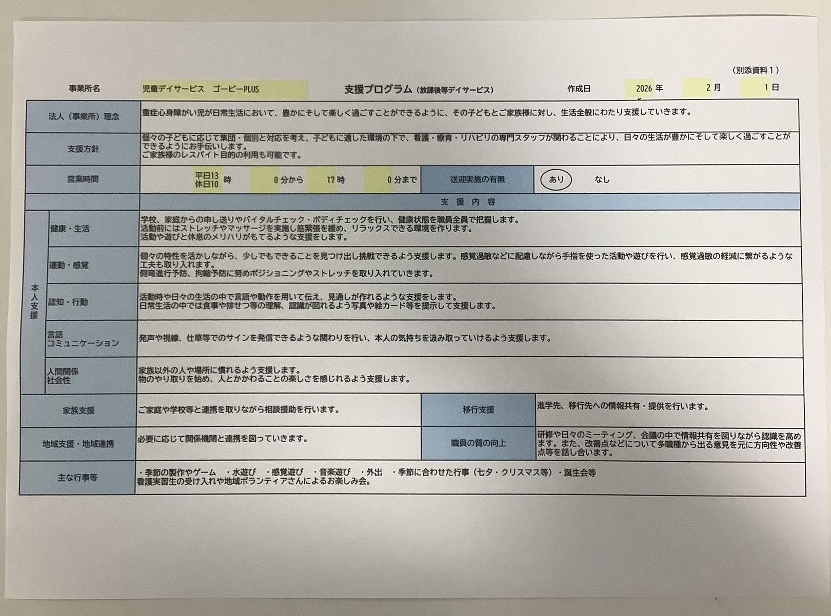 ゴービーPLUSの支援プログラムについて